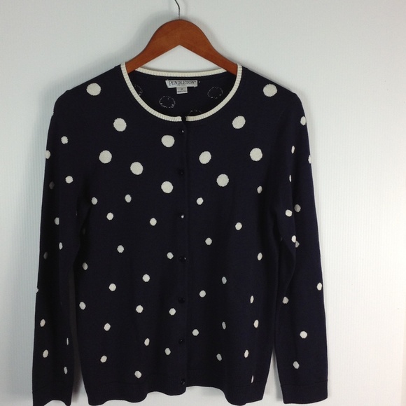 Pendleton Blue and white polka dot cardigan size medium - Picture 2 of 6